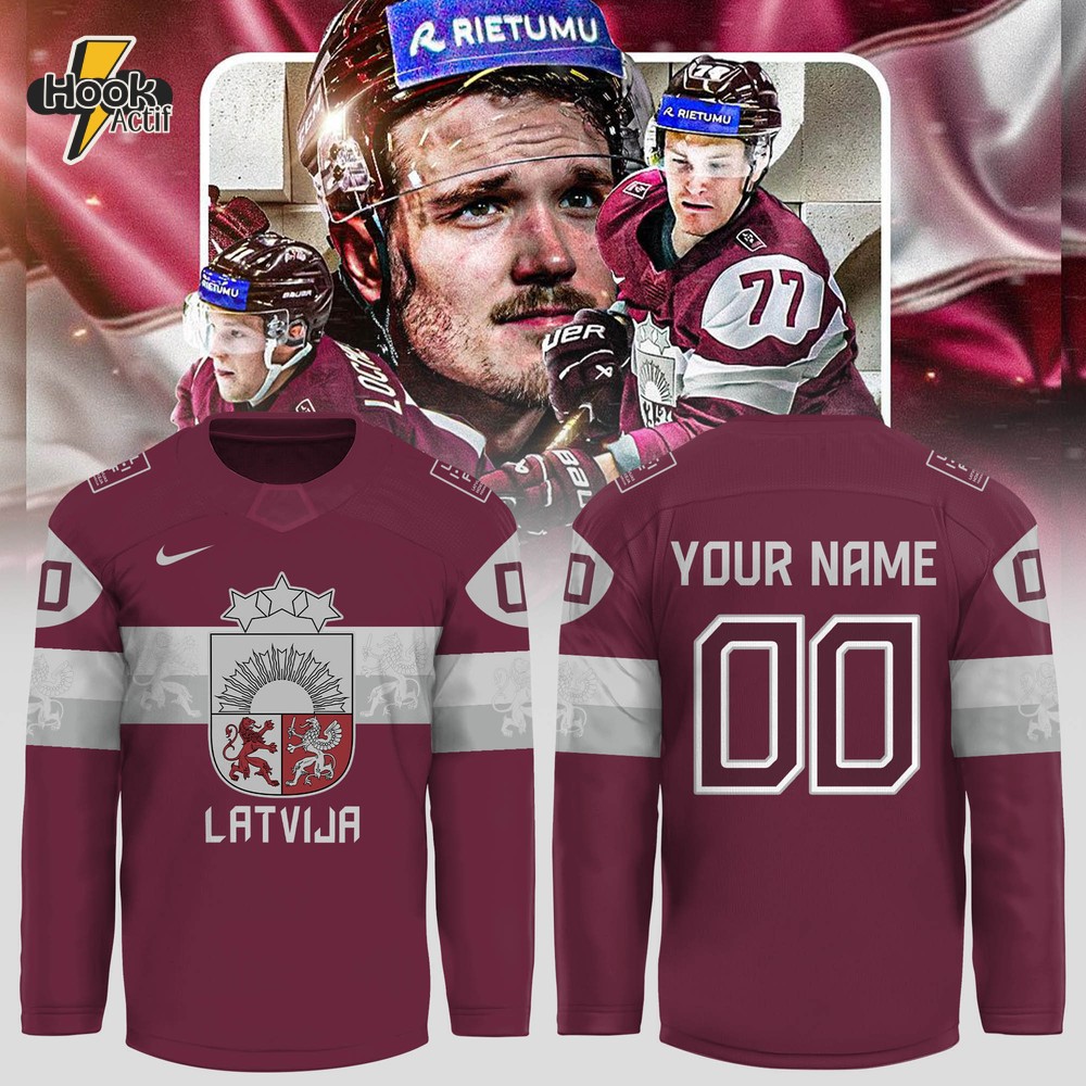 Latvia Hockey International Ice Hockey Federation Personalized Hockey Jersey Latvia Hockey International Ice Hockey Federation Personalized Hockey Jersey