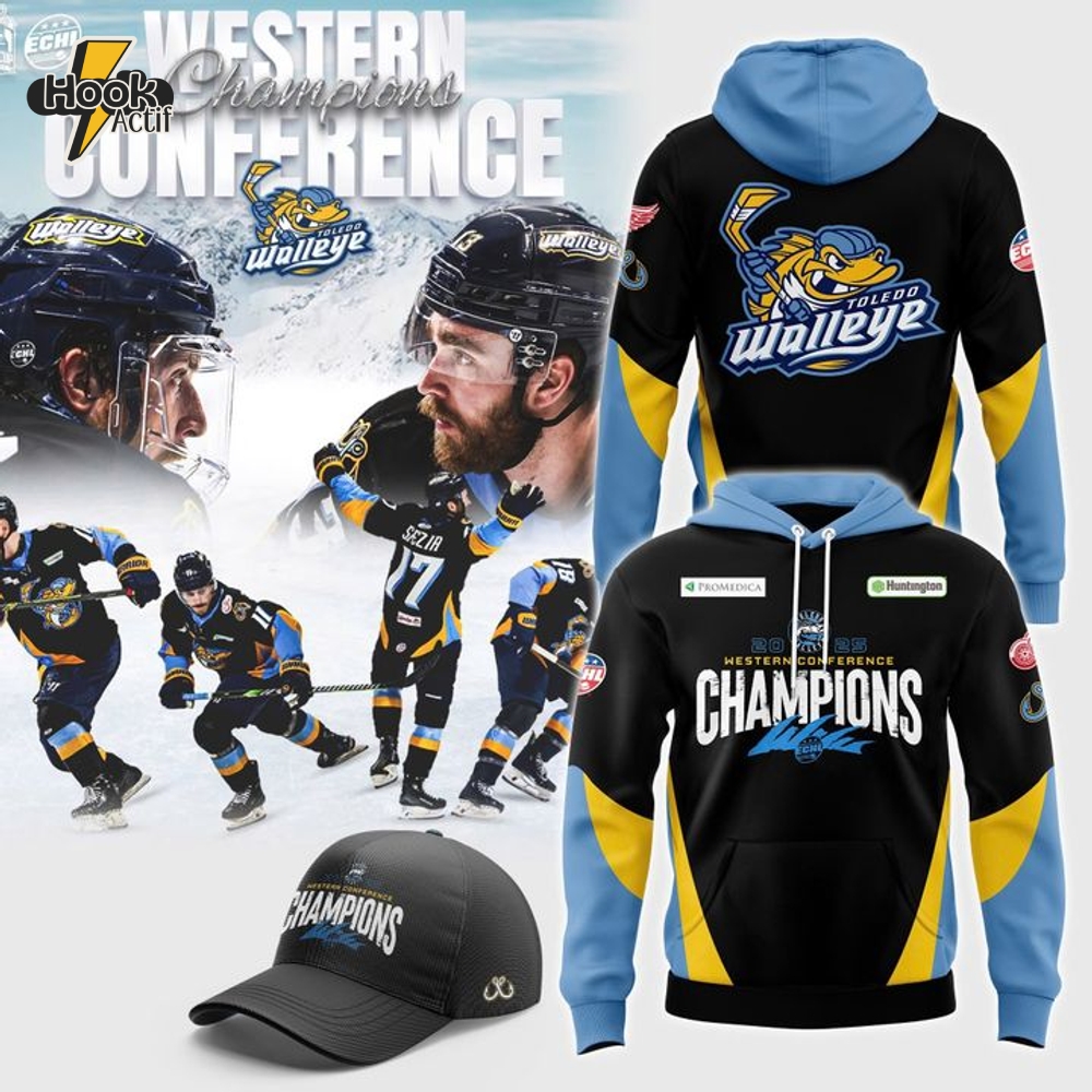 Limited Edition Toledo Walleye Western Conference Champions Hoodie 2025 Limited Edition Toledo Walleye Western Conference Champions Hoodie 2025