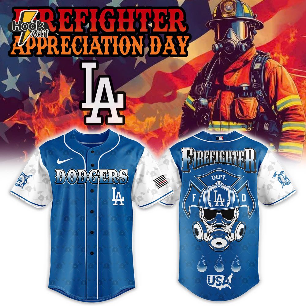 Los Angeles Dodgers Firefighter Appreciation Day Special Baseball Jersey Los Angeles Dodgers Firefighter Appreciation Day Special Baseball Jersey