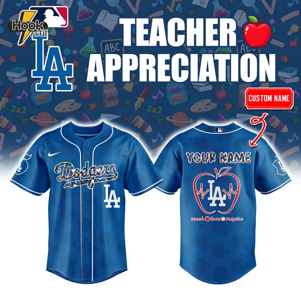 Los Angeles Dodgers x Teacher Appreciation Personalized Baseball Jersey Los Angeles Dodgers x Teacher Appreciation Personalized Baseball Jersey