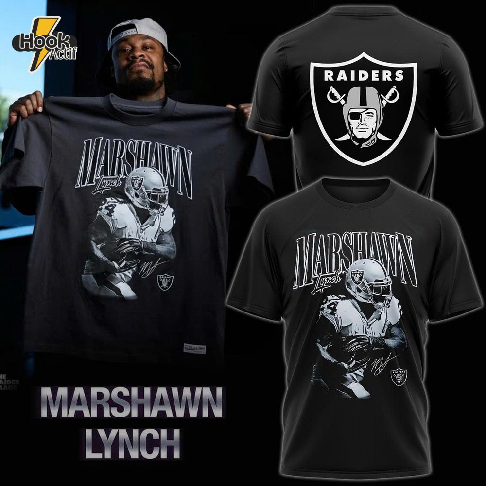 Marshawn lynch x Las Vegas Raiders Black T-shirt Marshawn lynch x Las Vegas Raiders Black T-shirt
