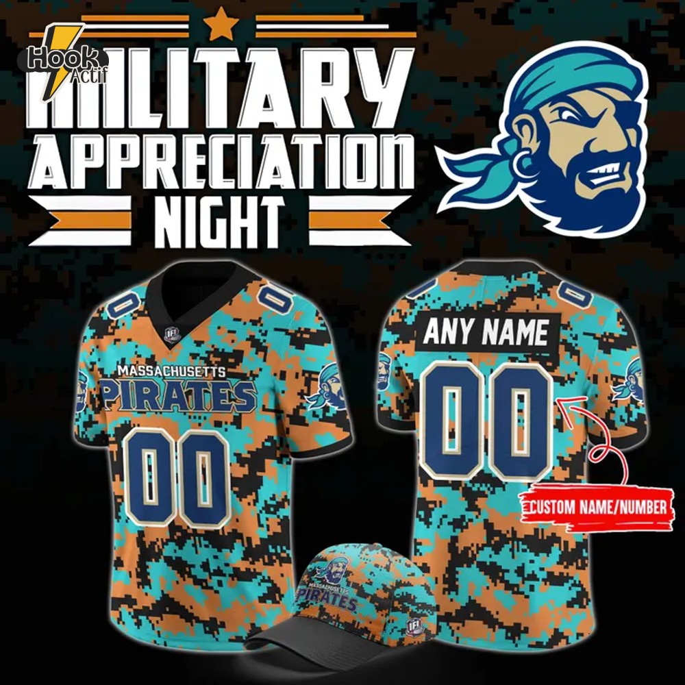 Massachusetts Pirates Military Nights Football Jersey Massachusetts Pirates Military Nights Football Jersey