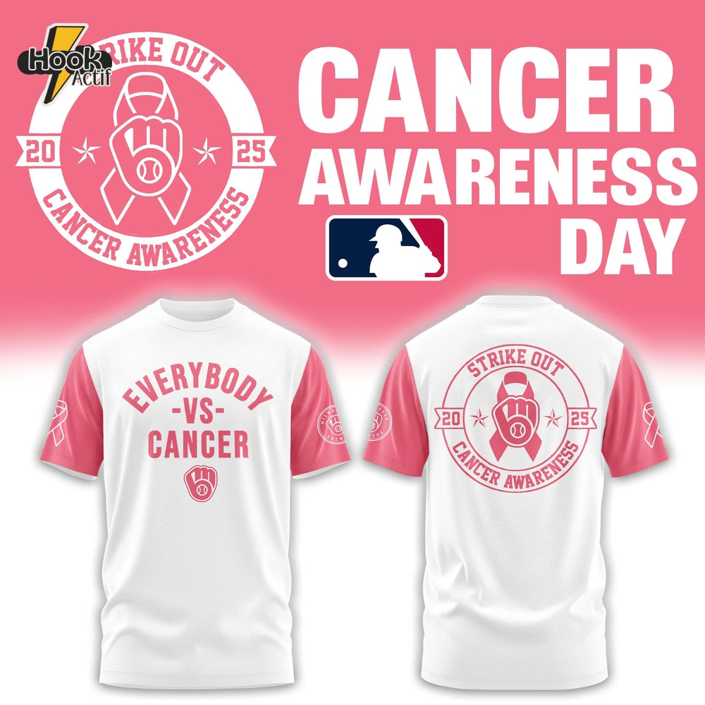 Milwaukee Brewers x Everybody vs Cancer Awareness Day 2025 Shirt Milwaukee Brewers x Everybody vs Cancer Awareness Day 2025 Shirt