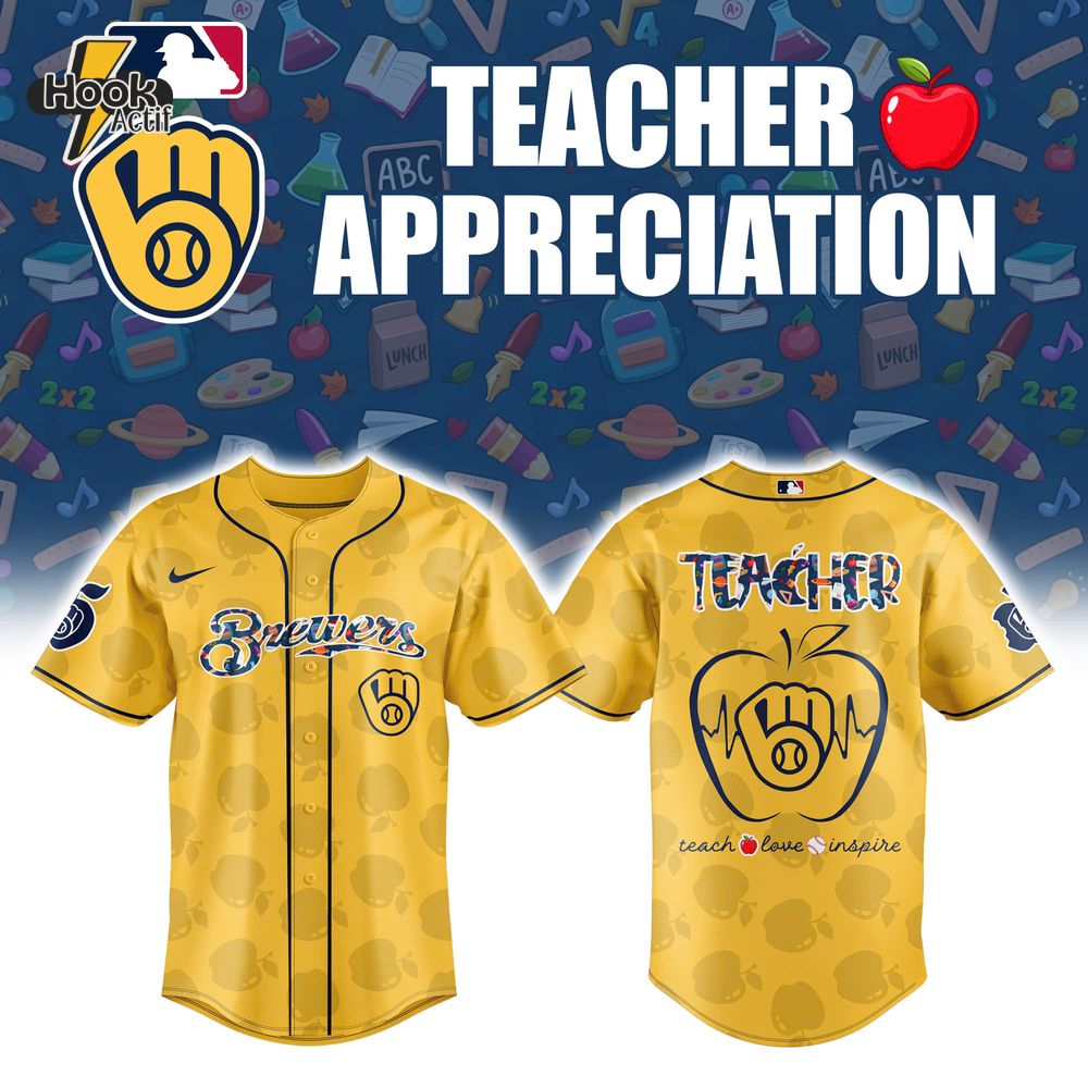 Milwaukee Brewers x Teacher Appreciation Personalized Baseball Jersey Milwaukee Brewers x Teacher Appreciation Personalized Baseball Jersey