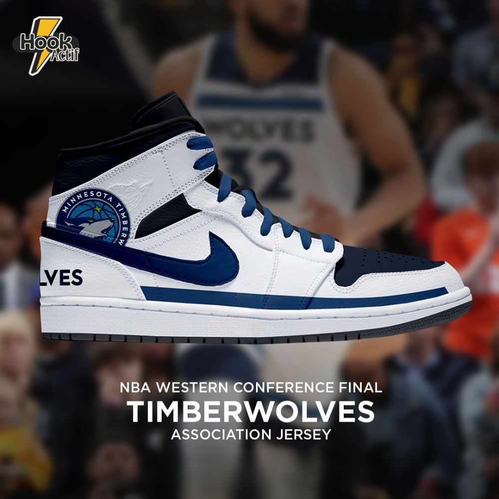 Minnesota Timberwolves NBA Eastern Conference Final Association Jersey Air Jordan 1 Sneaker Minnesota Timberwolves NBA Eastern Conference Final Association Jersey Air Jordan 1 Sneaker
