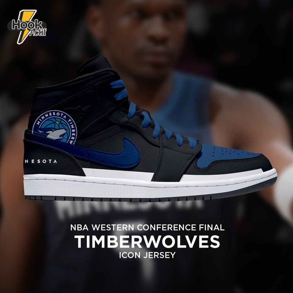 Minnesota Timberwolves NBA Eastern Conference Final Icon Jersey Air Jordan 1 Sneaker Minnesota Timberwolves NBA Eastern Conference Final Icon Jersey Air Jordan 1 Sneaker