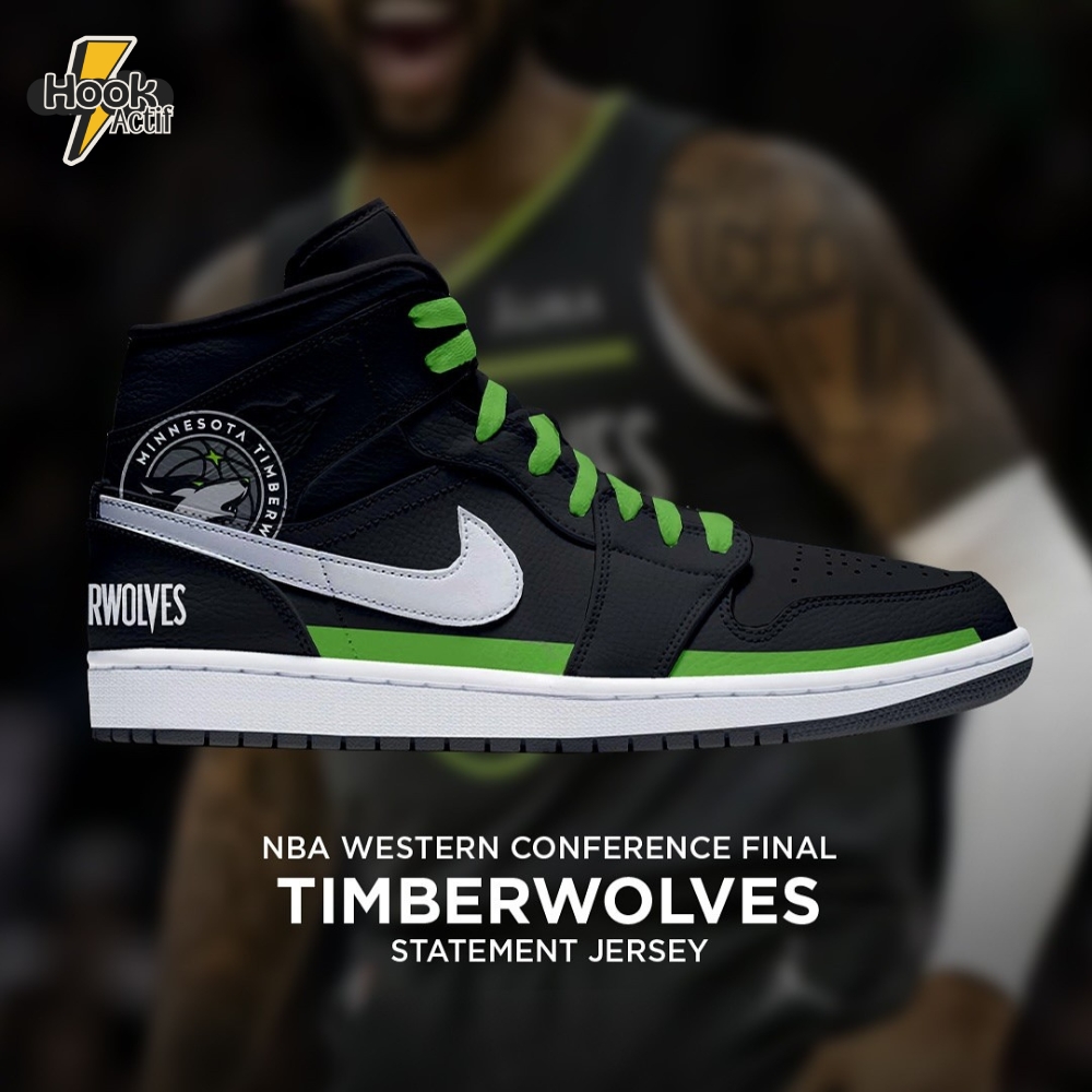 Minnesota Timberwolves NBA Eastern Conference Final Statement Jersey Air Jordan 1 Sneaker Minnesota Timberwolves NBA Eastern Conference Final Statement Jersey Air Jordan 1 Sneaker