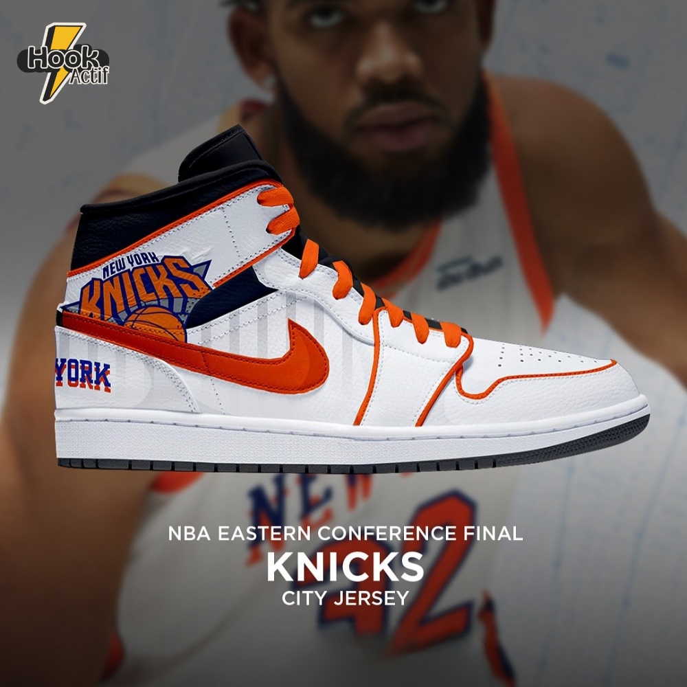 New York Knicks NBA Eastern Conference Final City Jersey Air Jordan 1 Sneaker New York Knicks NBA Eastern Conference Final City Jersey Air Jordan 1 Sneaker