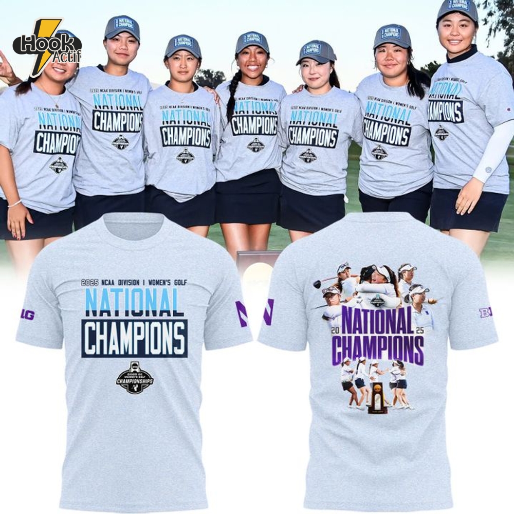 Northwestern Wildcats National Champions Women's Golf Grey Tee Northwestern Wildcats National Champions Women's Golf Grey Tee