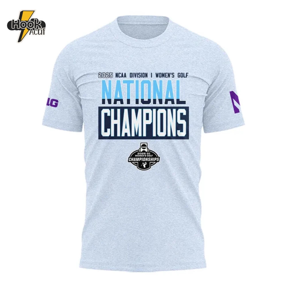 Northwestern Wildcats National Champions Women's Golf Grey Tee Northwestern Wildcats National Champions Women's Golf Grey Tee