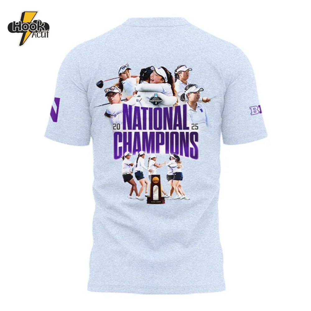 Northwestern Wildcats National Champions Women's Golf Grey Tee Northwestern Wildcats National Champions Women's Golf Grey Tee