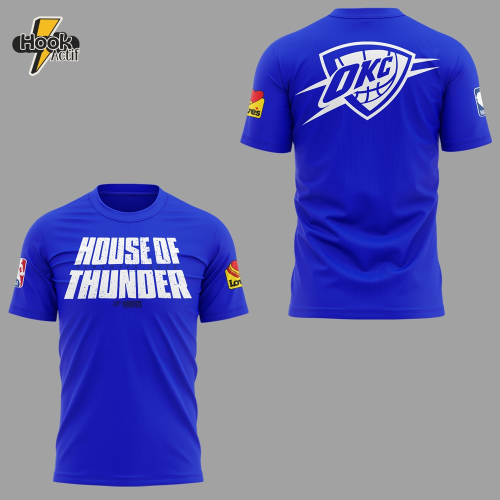 Oklahoma City Thunder "House Of Thunder" 2025 Blue Shirt Oklahoma City Thunder "House Of Thunder" 2025 Blue Shirt
