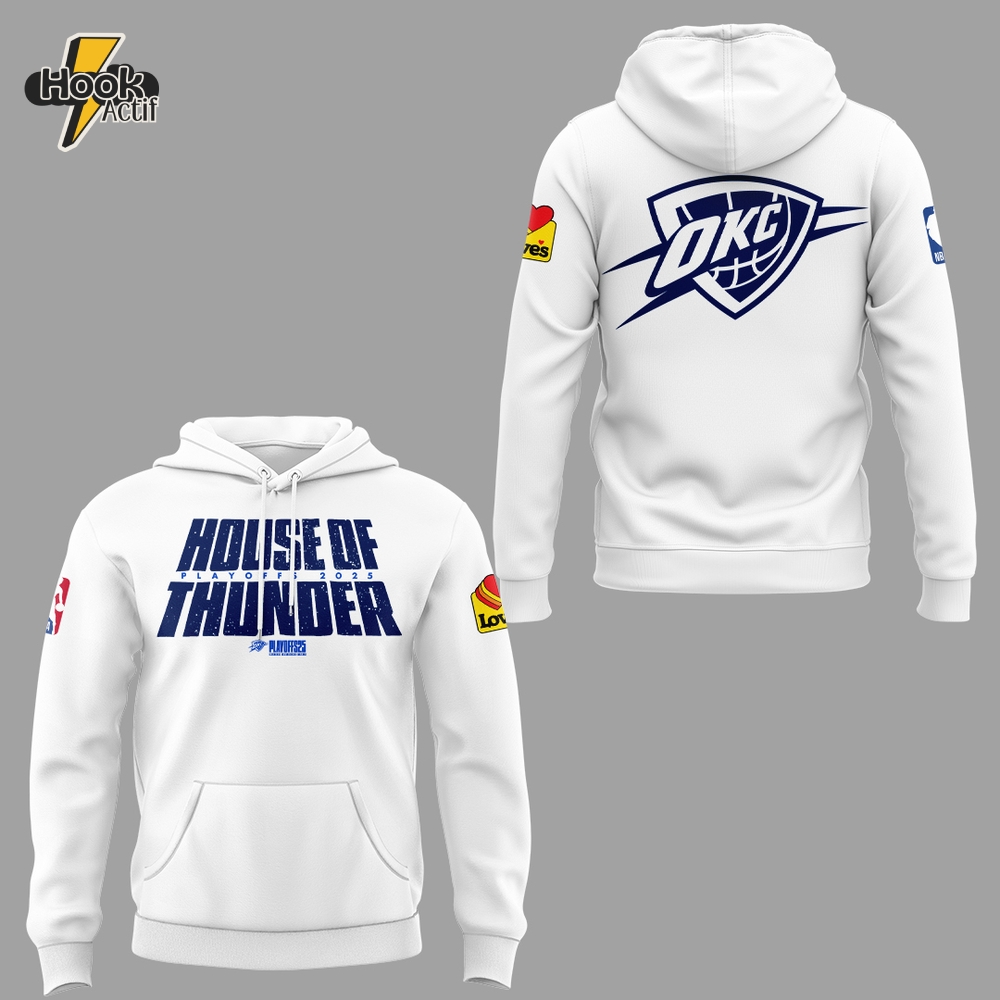 Oklahoma City Thunder "House Of Thunder" 2025 White Hoodie Set Oklahoma City Thunder "House Of Thunder" 2025 White Hoodie Set