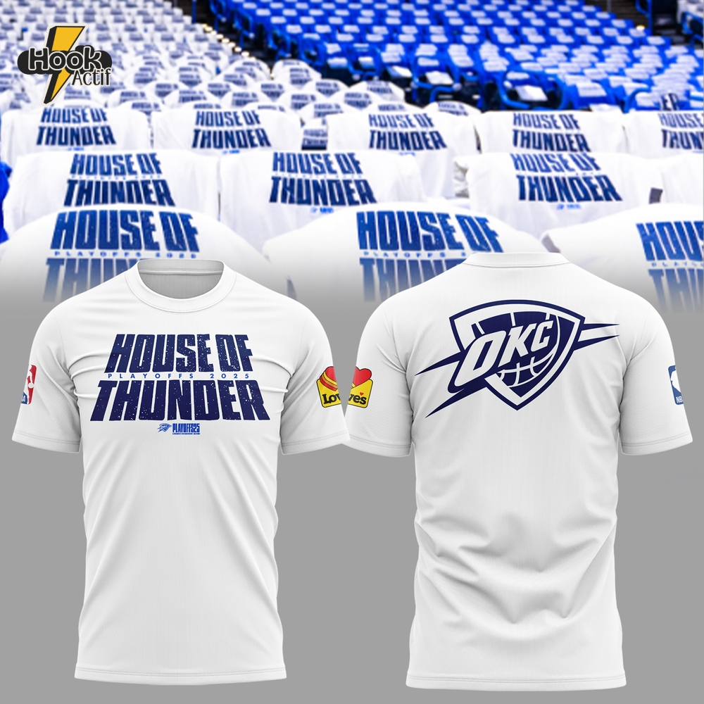 Oklahoma City Thunder "House Of Thunder" 2025 White Shirt Oklahoma City Thunder "House Of Thunder" 2025 White Shirt