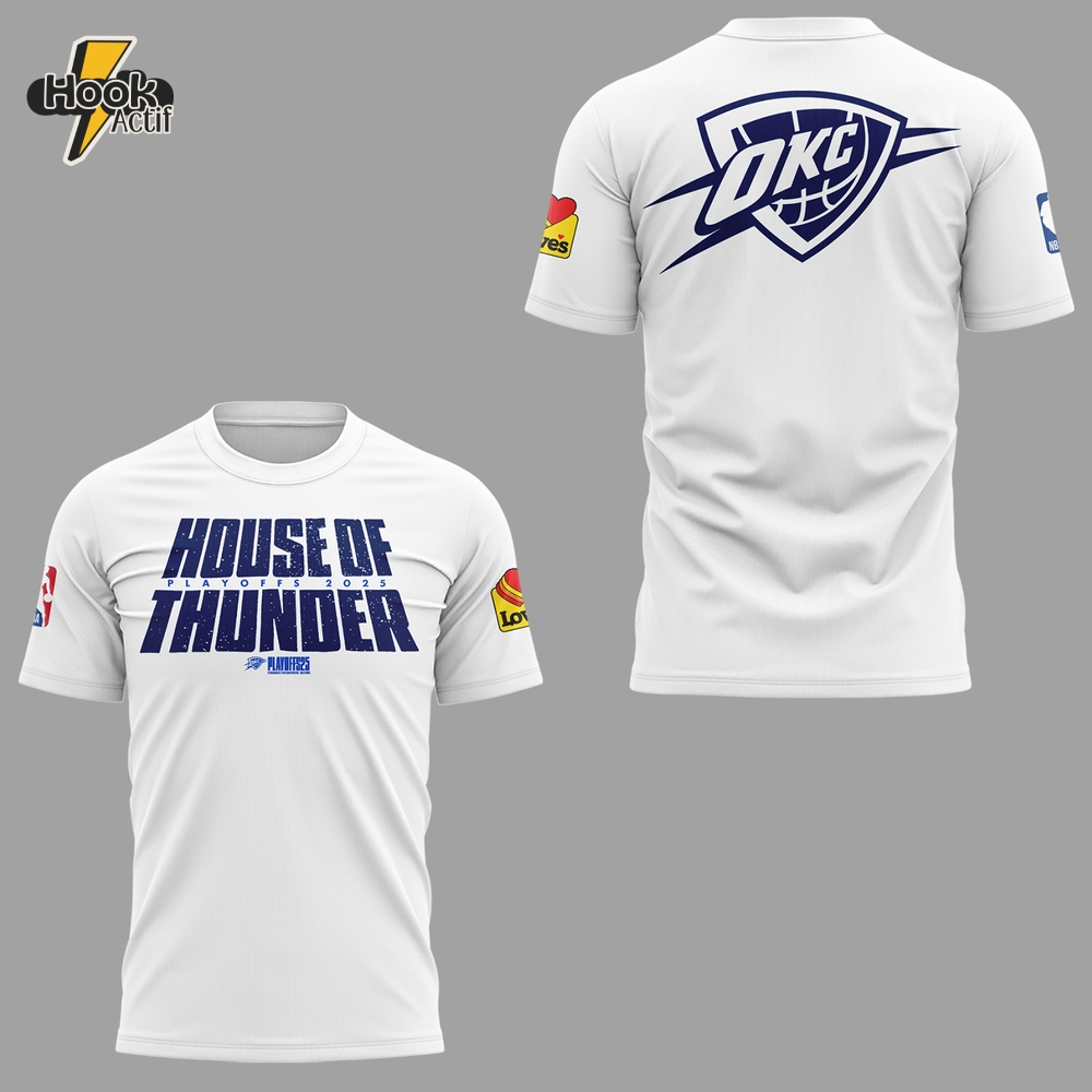 Oklahoma City Thunder "House Of Thunder" 2025 White Shirt Oklahoma City Thunder "House Of Thunder" 2025 White Shirt