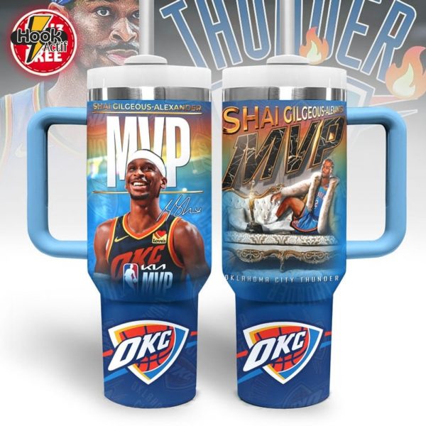 Oklahoma City Thunder Shai Gilgeous-Alexander NBA MVP Tumbler 40oz with Handle