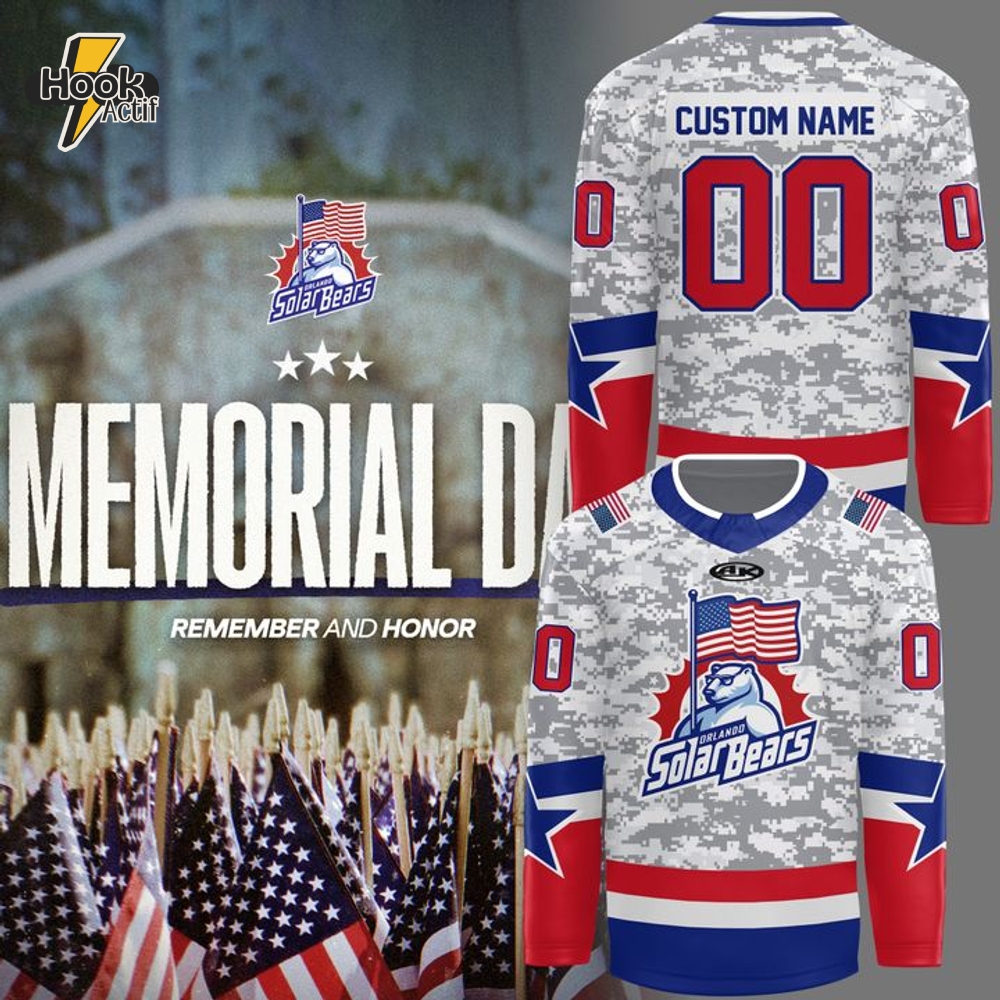 Orlando Solar Bears Happy Memorial Day Hockey Jersey 2025 Orlando Solar Bears Happy Memorial Day Hockey Jersey 2025