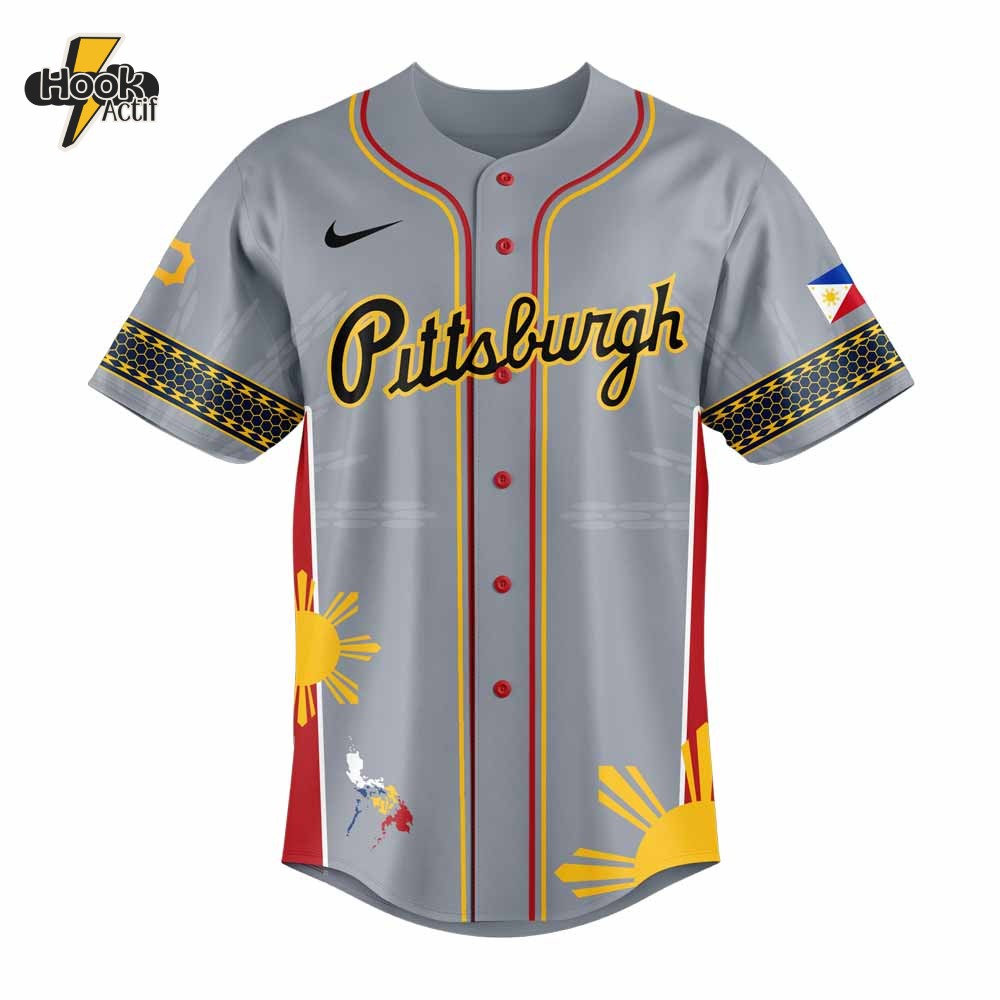 Pittsburgh Pirates Filipino Heritage Night Grey Baseball Jersey Pittsburgh Pirates Filipino Heritage Night Grey Baseball Jersey