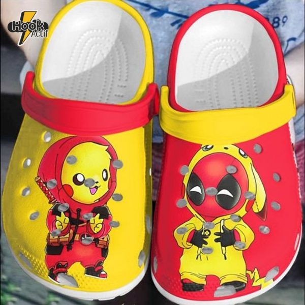 Pokemon Baby Deadpool And Pikachu Crocs Clogs Shoes