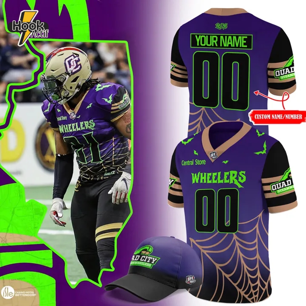 Quad City Steamwheelers Halloween Design Personalized Football Jersey Quad City Steamwheelers Halloween Design Personalized Football Jersey