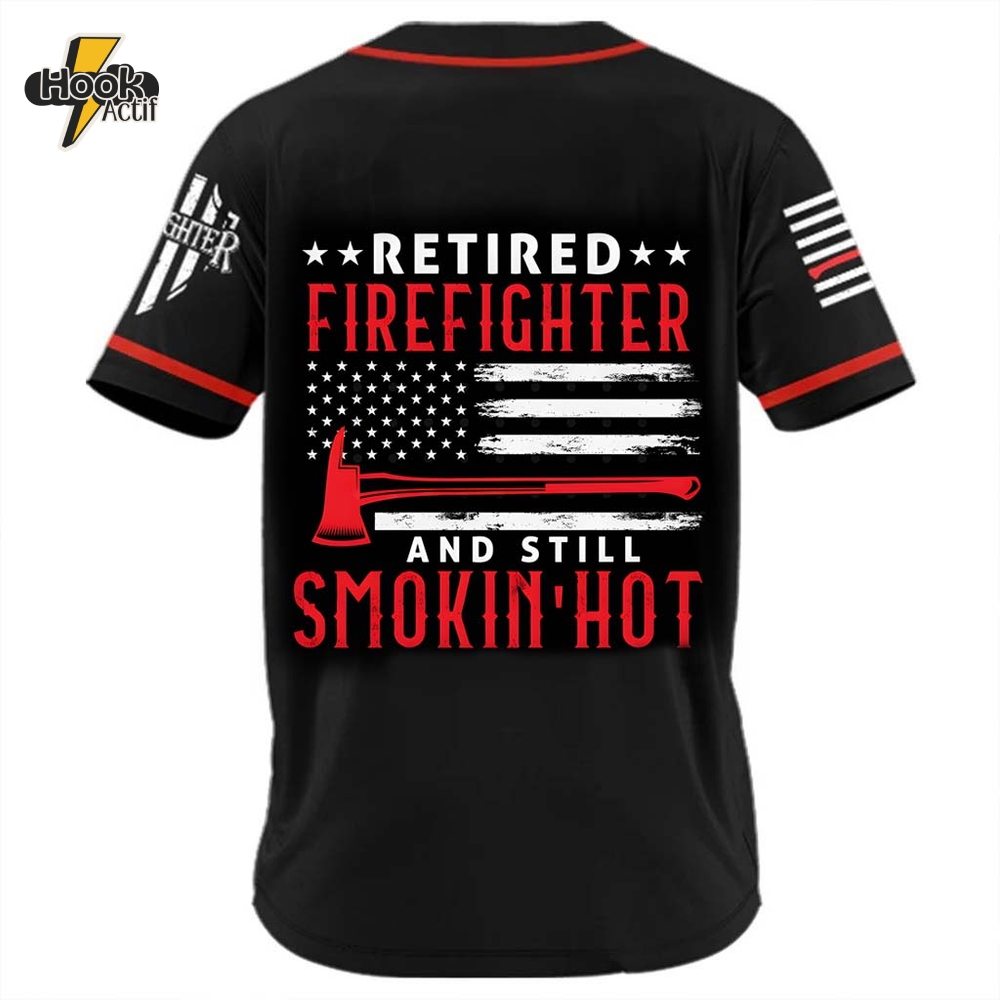 Retired Firefighter Baseball Jersey – Custom Name, Fire Dept Shirt for Veterans – Still Smokin’ Hot Fireman Gift Retired Firefighter Baseball Jersey – Custom Name, Fire Dept Shirt for Veterans – Still Smokin’ Hot Fireman Gift