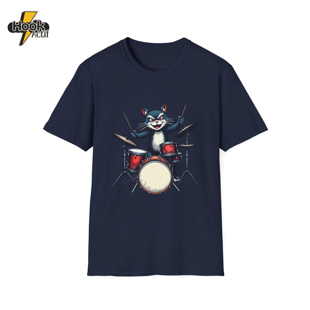 Rock âÂÂnâ Roll Kitty Drummer T-Shirt Rock âÂÂnâ Roll Kitty Drummer T-Shirt
