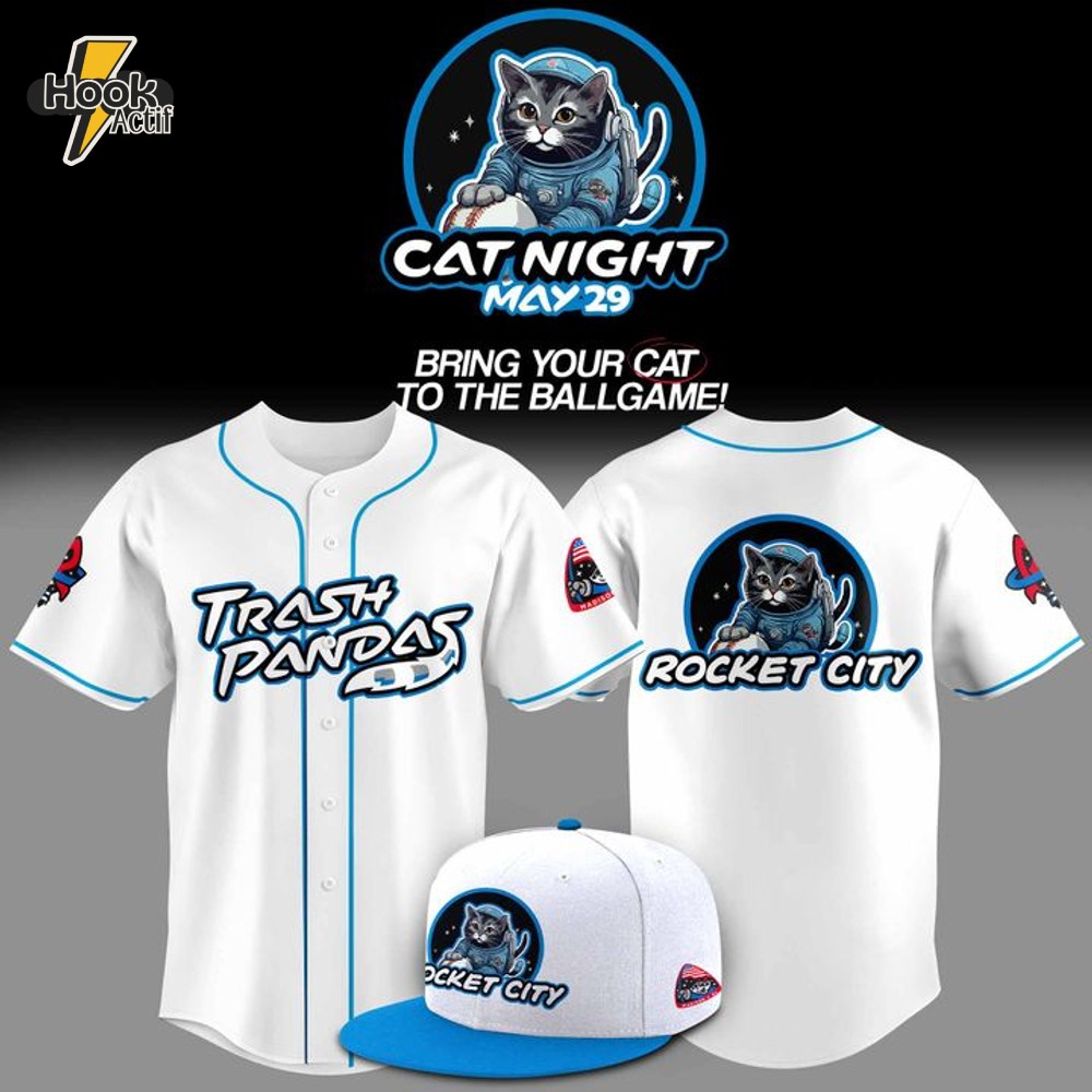 Rocket City Trash Pandas 2025 Cat Night Baseball Jersey Rocket City Trash Pandas 2025 Cat Night Baseball Jersey
