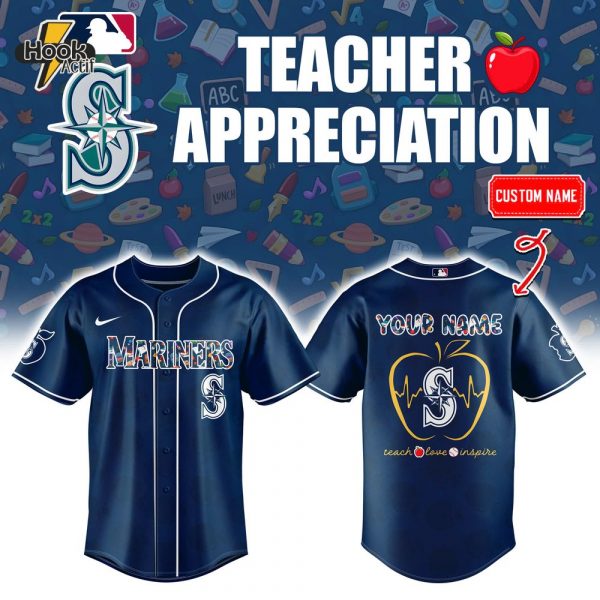 Seattle Mariners x Teacher Appreciation Personalized Baseball Jersey