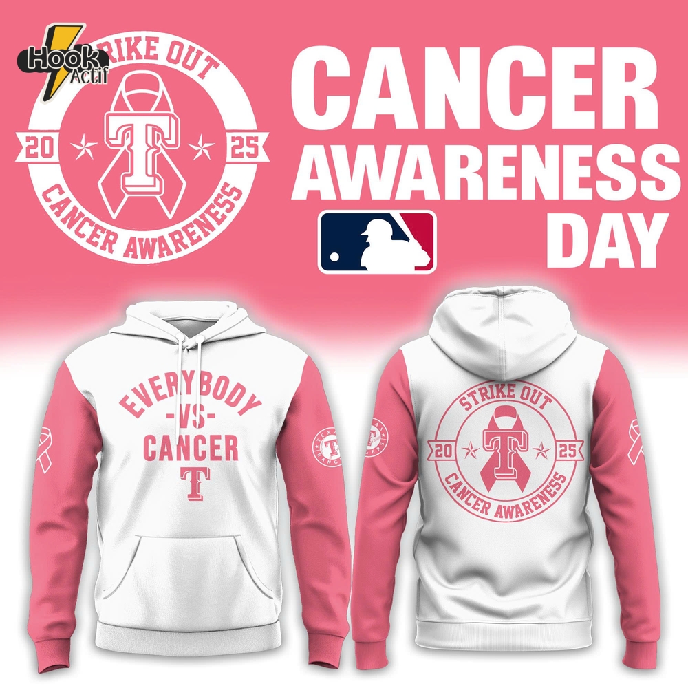 Texas Rangers x Everybody vs Cancer Awareness Day 2025 Hoodie Set Texas Rangers x Everybody vs Cancer Awareness Day 2025 Hoodie Set