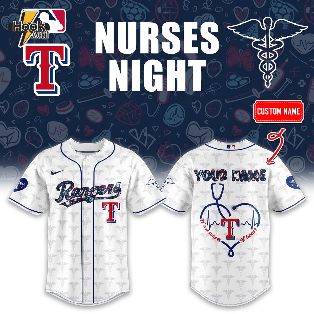 Texas Rangers x Nurses Night Personalized Baseball Jersey Texas Rangers x Nurses Night Personalized Baseball Jersey