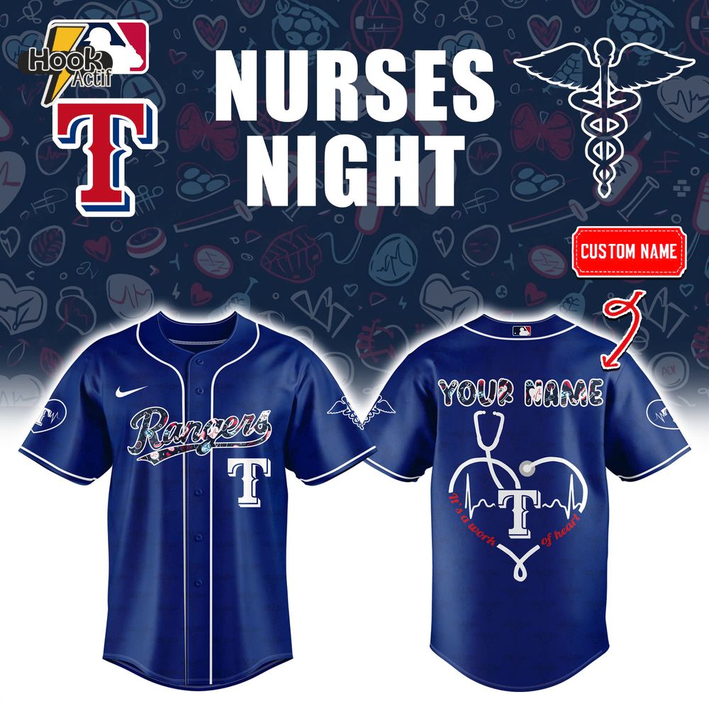 Texas Rangers x Nurses Night Personalized Baseball Jersey Texas Rangers x Nurses Night Personalized Baseball Jersey