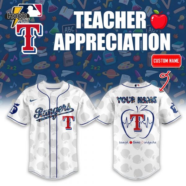 Texas Rangers x Teacher Appreciation Personalized Baseball Jersey