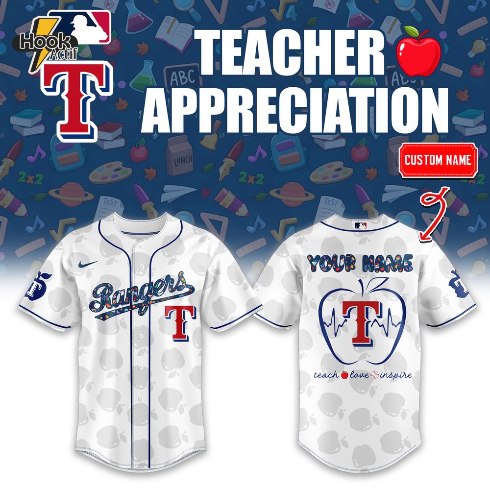 Texas Rangers x Teacher Appreciation Personalized Baseball Jersey Texas Rangers x Teacher Appreciation Personalized Baseball Jersey
