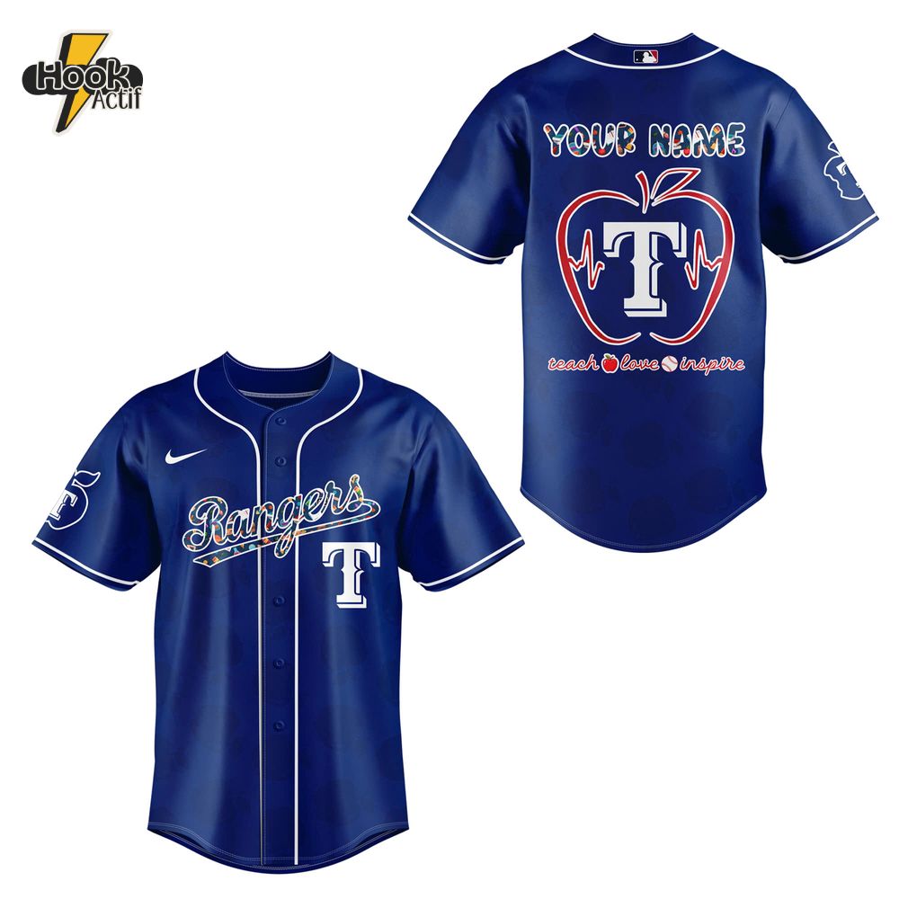 Texas Rangers x Teacher Appreciation Personalized Baseball Jersey Texas Rangers x Teacher Appreciation Personalized Baseball Jersey