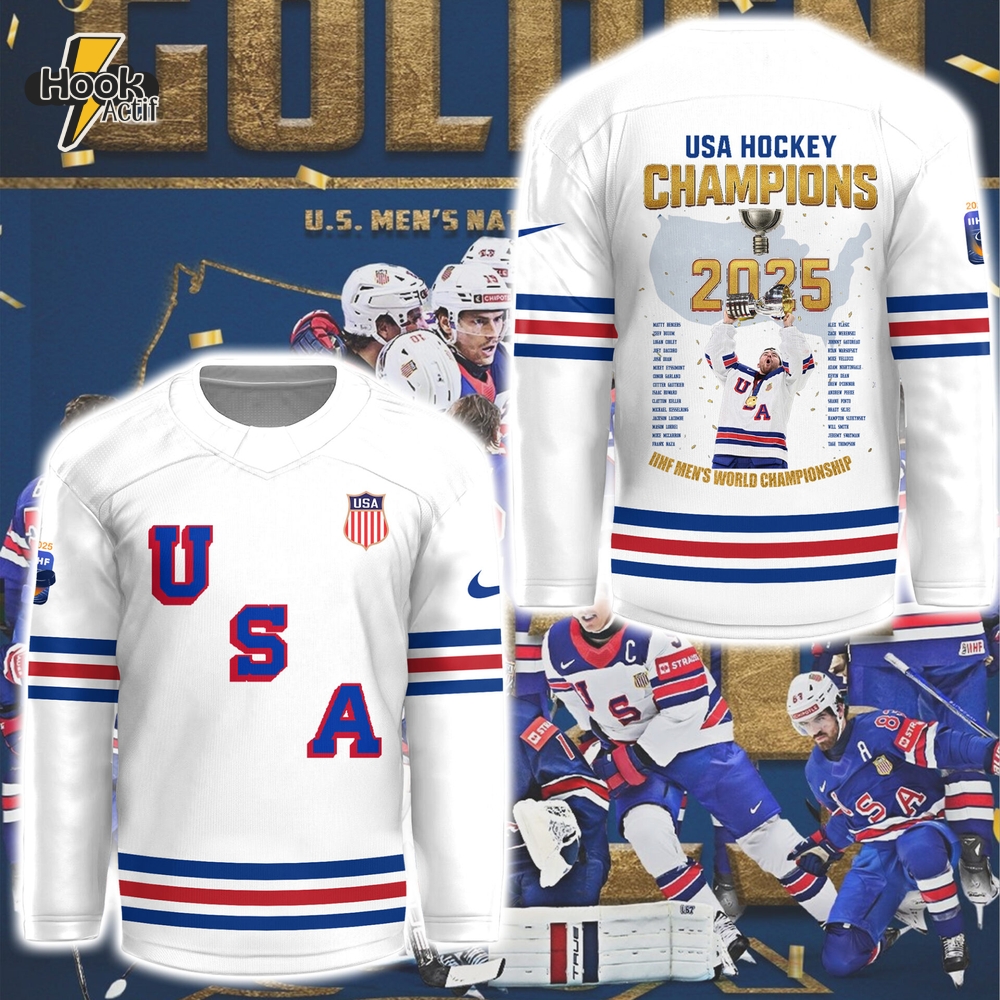 USA Hockey Champions 2025 IIHF World Championship Hockey Jersey USA Hockey Champions 2025 IIHF World Championship Hockey Jersey