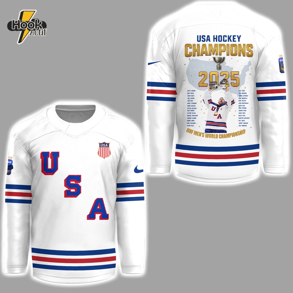 USA Hockey Champions 2025 IIHF World Championship Hockey Jersey USA Hockey Champions 2025 IIHF World Championship Hockey Jersey