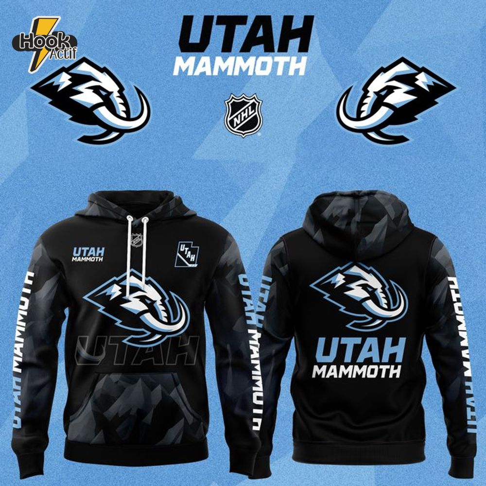 Utah Mammoth NHL Team Black Hoodie Utah Mammoth NHL Team Black Hoodie