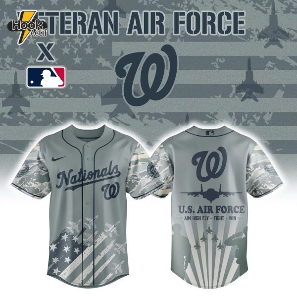 Washington Nationals x Veteran US Air Force 2025 Special Grey Camo Baseball Jersey