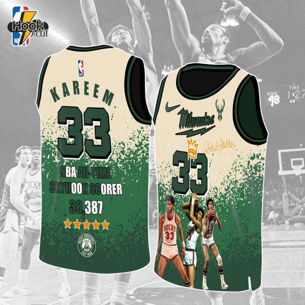 nba kareem abdul jabbar milwaukee bucks basketball jersey