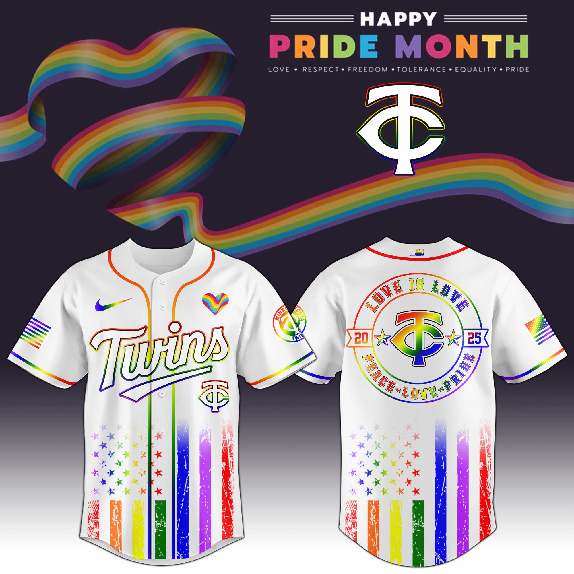 Minnesota Twins MLB x Happy Pride Month Jersey 2025 Minnesota Twins MLB x Happy Pride Month Jersey 2025