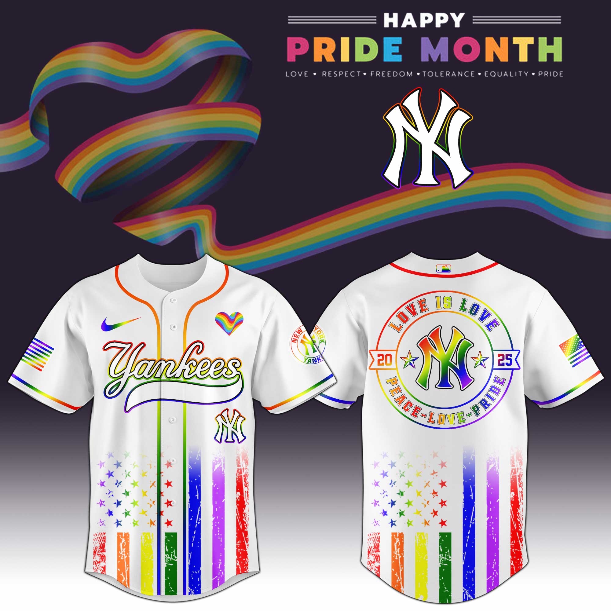 New York Yankees MLB x Happy Pride Month Jersey 2025 New York Yankees MLB x Happy Pride Month Jersey 2025