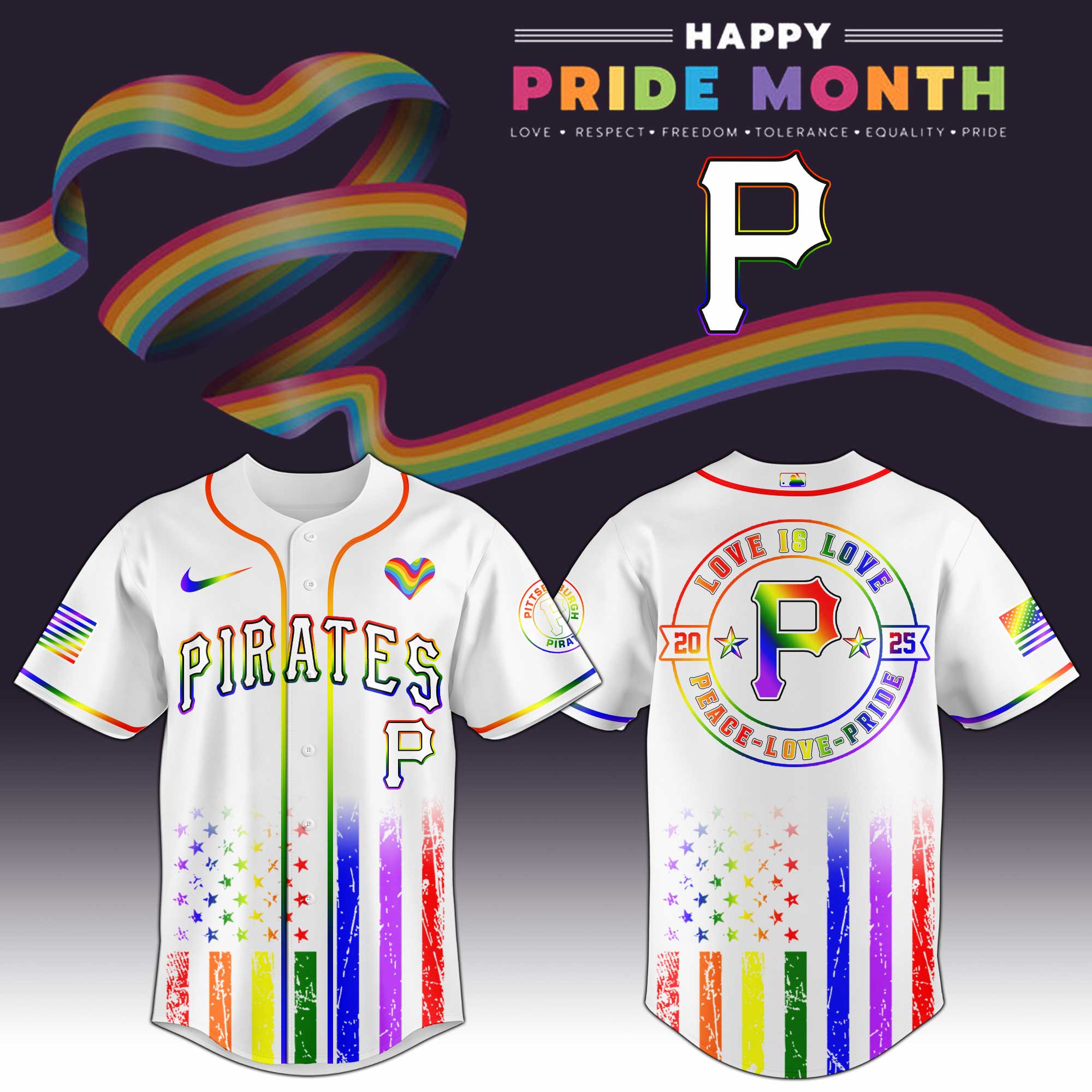 Pittsburgh Pirates MLB x Happy Pride Month Jersey 2025 Pittsburgh Pirates MLB x Happy Pride Month Jersey 2025