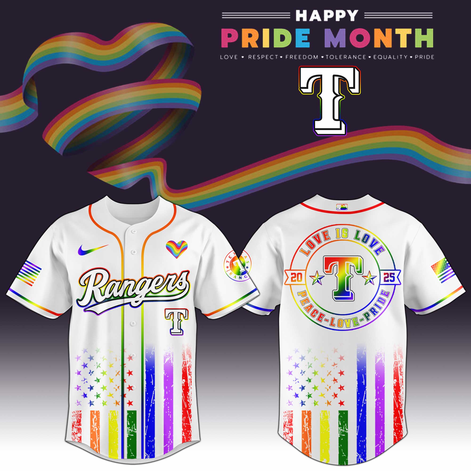 Texas Rangers x Happy Pride Month 2025 Limited Edition Jersey Texas Rangers x Happy Pride Month 2025 Limited Edition Jersey