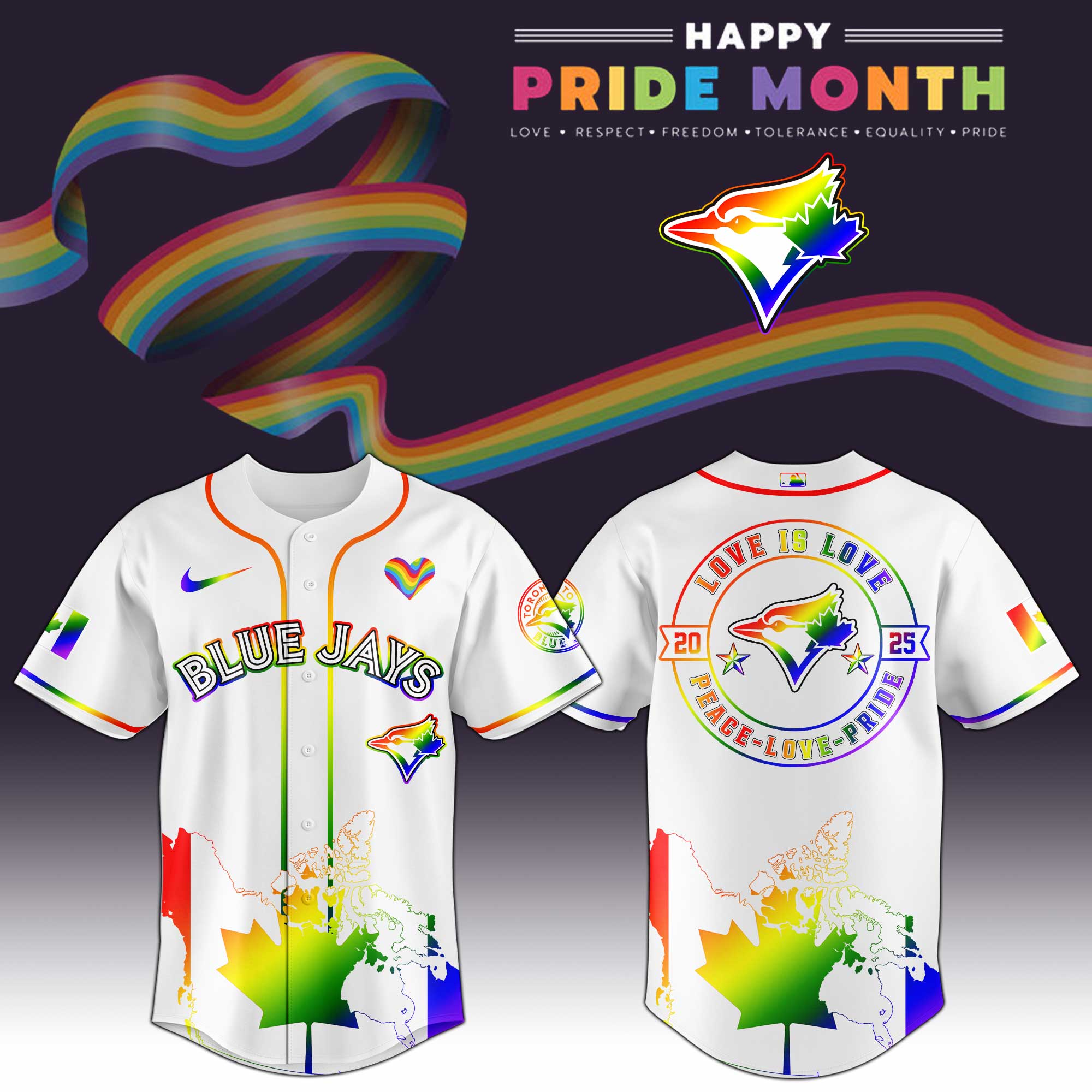 Toronto Blue Jays MLB x Happy Pride Month Jersey 2025 Toronto Blue Jays MLB x Happy Pride Month Jersey 2025