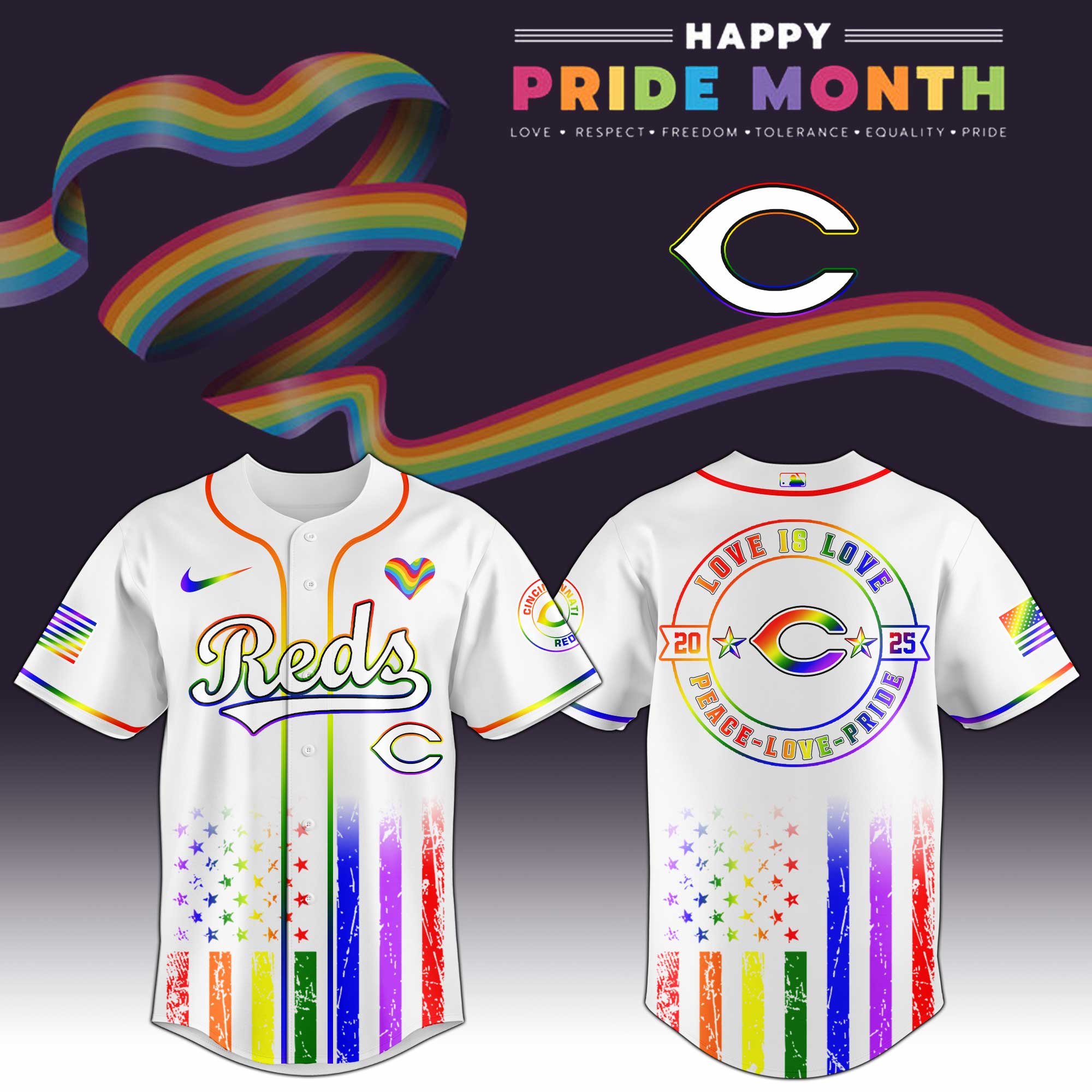 Cincinnati Reds MLB x Happy Pride Month Jersey 2025 Cincinnati Reds MLB x Happy Pride Month Jersey 2025
