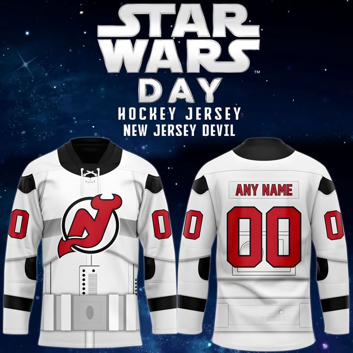 New Jersey Devils x 2025 Star Wars Day Special White Hockey Jersey New Jersey Devils x 2025 Star Wars Day Special White Hockey Jersey