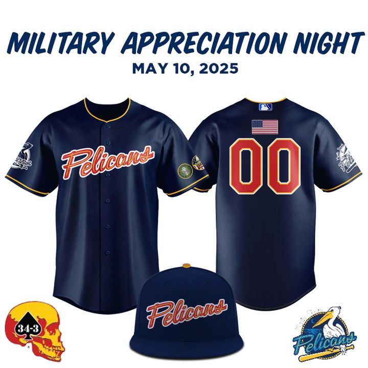 Myrtle Beach Pelicans 2025 Military Appreciation Night Baseball Jersey Myrtle Beach Pelicans 2025 Military Appreciation Night Baseball Jersey