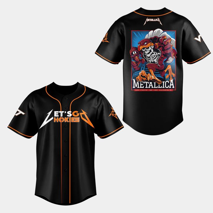 Virginia Tech Hokies x Metallica Tour 2025 "Exit Light Enter Night" Special Baseball Jersey Virginia Tech Hokies x Metallica Tour 2025 "Exit Light Enter Night" Special Baseball Jersey