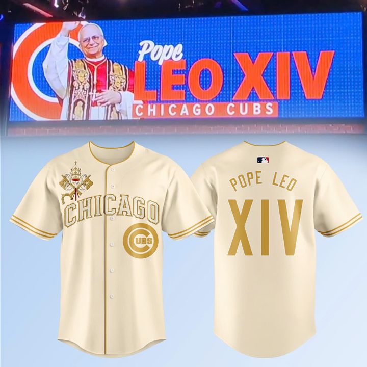 Chicago Cubs Pope Leo XIV Vantican Logo Baseball Jersey Chicago Cubs Pope Leo XIV Vantican Logo Baseball Jersey