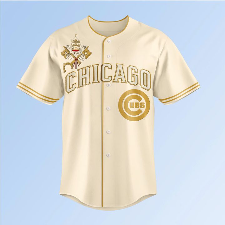 Chicago Cubs Pope Leo XIV Vantican Logo Baseball Jersey Chicago Cubs Pope Leo XIV Vantican Logo Baseball Jersey
